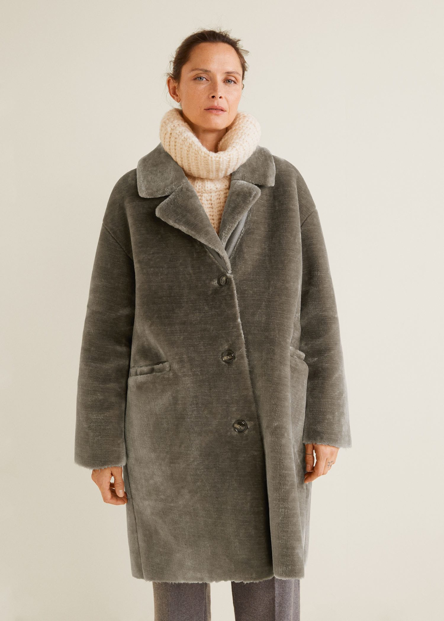 Lapels faux fur coat - Image 2