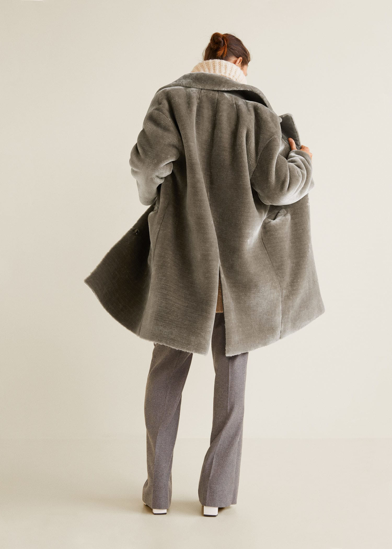 Lapels faux fur coat - Image 3