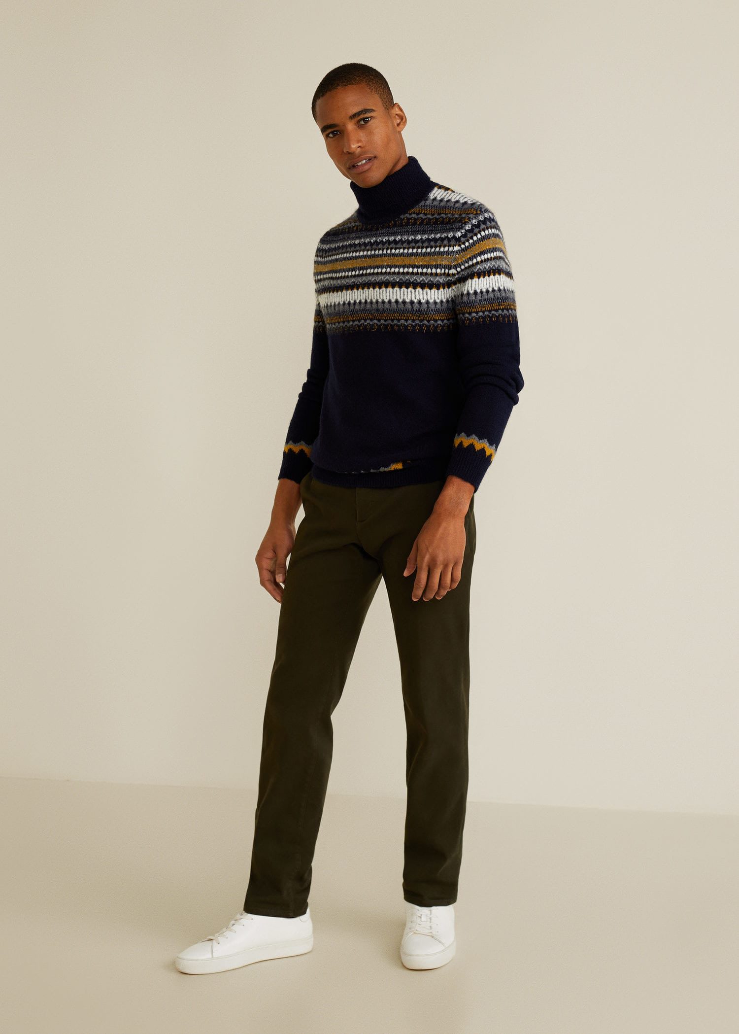 High collar jacquard sweater - Image 2