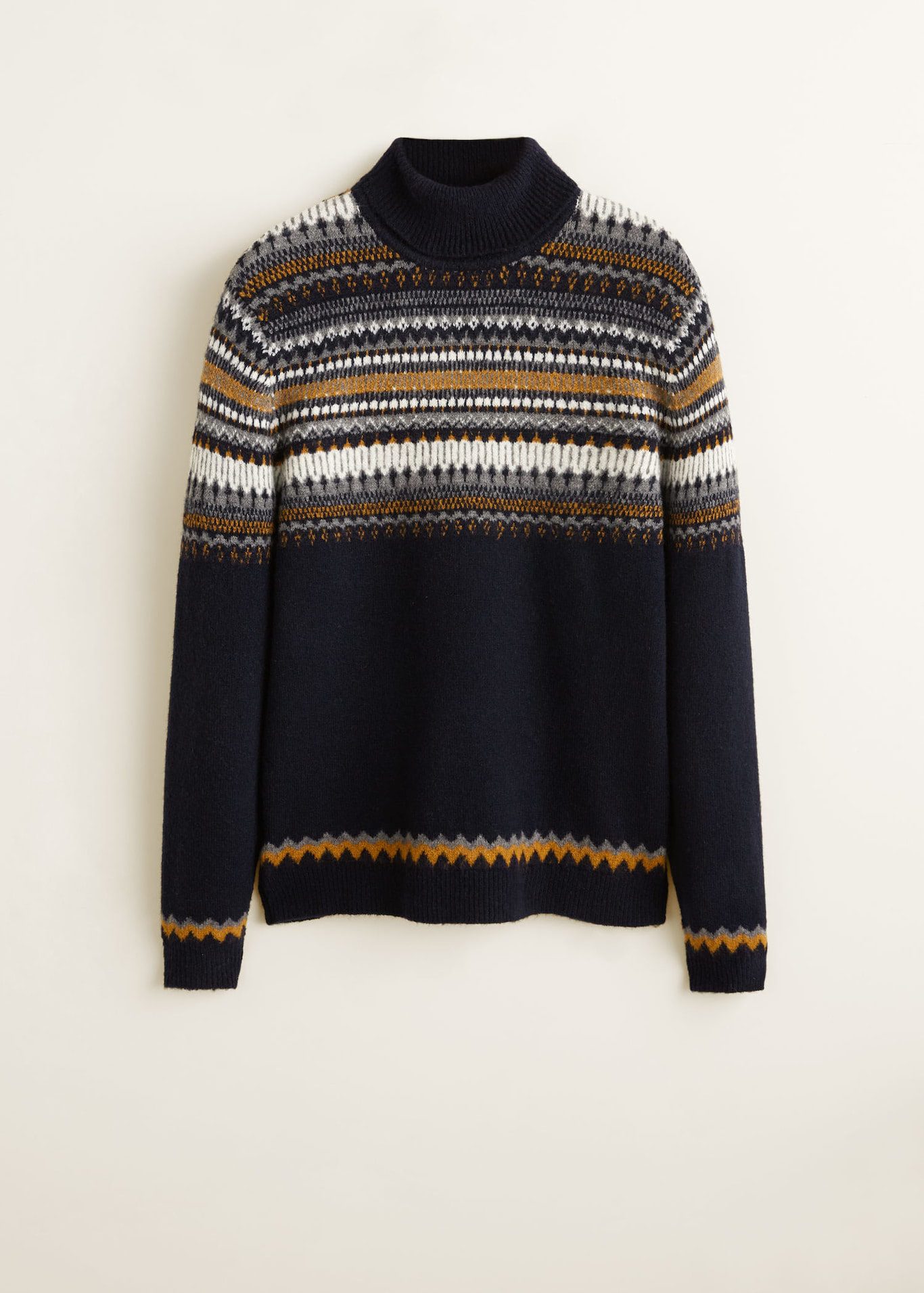 High collar jacquard sweater - Image 3